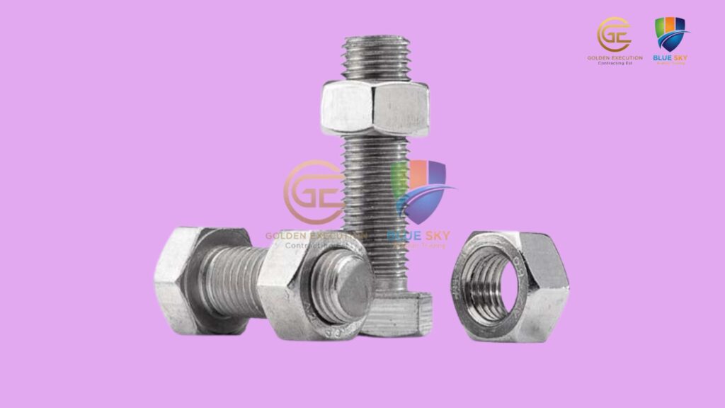 API monogrammed bolting products, including high-strength bolts, nuts, and studs, stamped with API certification marks, ensuring compliance with industry standards
