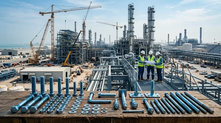 Industrial fasteners supplied by Blue Sky Arabian Steel for EPC contractors in Jubail Saudi Arabia