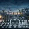 Industrial fasteners including hex bolts, stud bolts, anchor bolts, nuts, washers, and construction fasteners used in heavy engineering projects